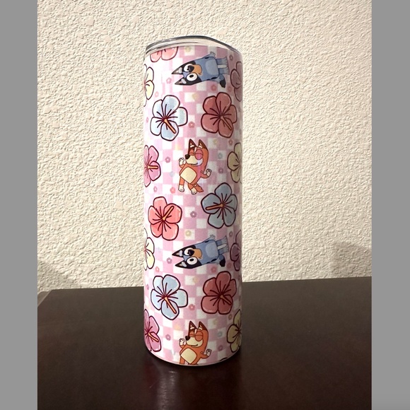 Bluey Floral Disney Stainless Steel Sublimated Insulated 20oz Tumbler Cup - Picture 3 of 5